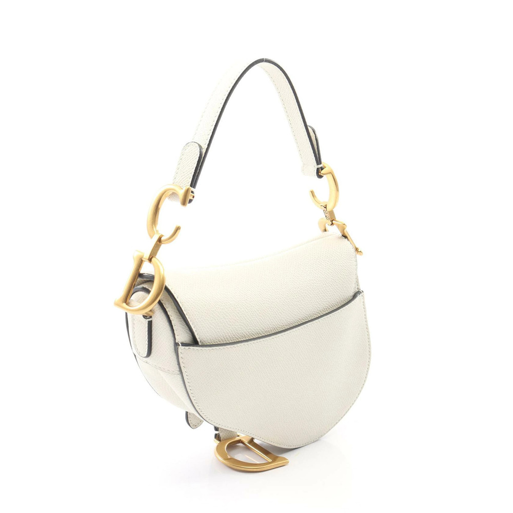 Dior Leather White Saddle Handbag Bag